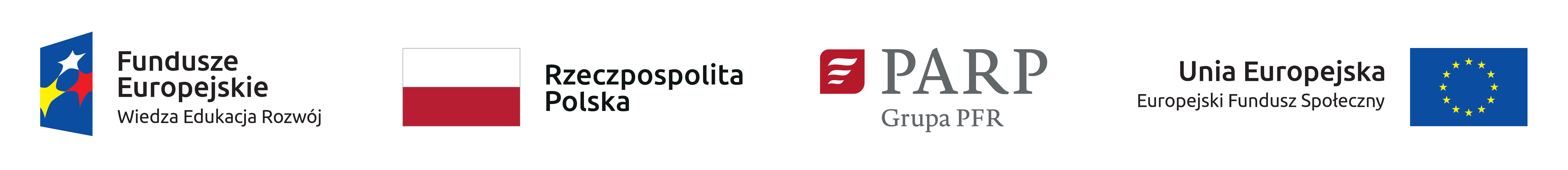 Pasek logotypów: Fundusze Europejskie Wiedza Edukacja Rozwój, Rzeczpospolita Polska, PARP Grupa PRF, Unia Europejska Europejski Fundusz Społeczny