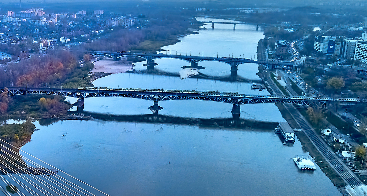 Widok na Wisłę w Warszawie z lotu ptaka