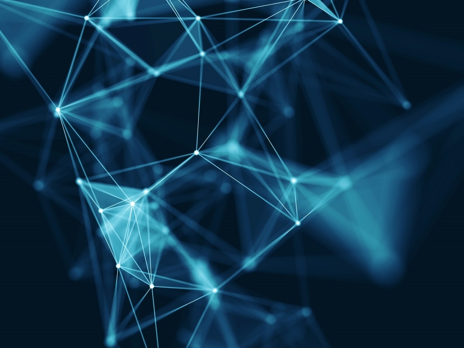 Zdjęcie przedstawia abstarkcyjne niebieskie linie na granatowym tle. 