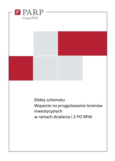 Efekty schematu Wsparcie na przygotowanie terenów inwestycyjnych w ramach działania I.3 PO RPW