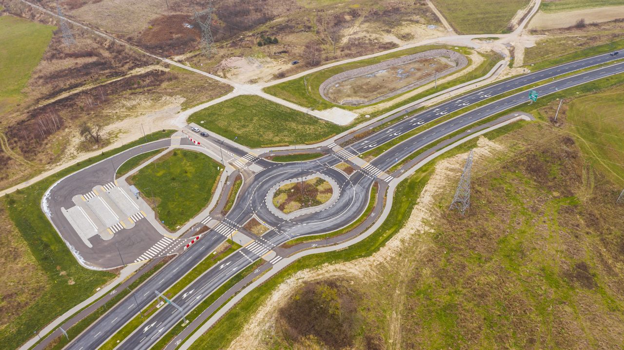 Rondo wraz z ulicami z lotu ptaka