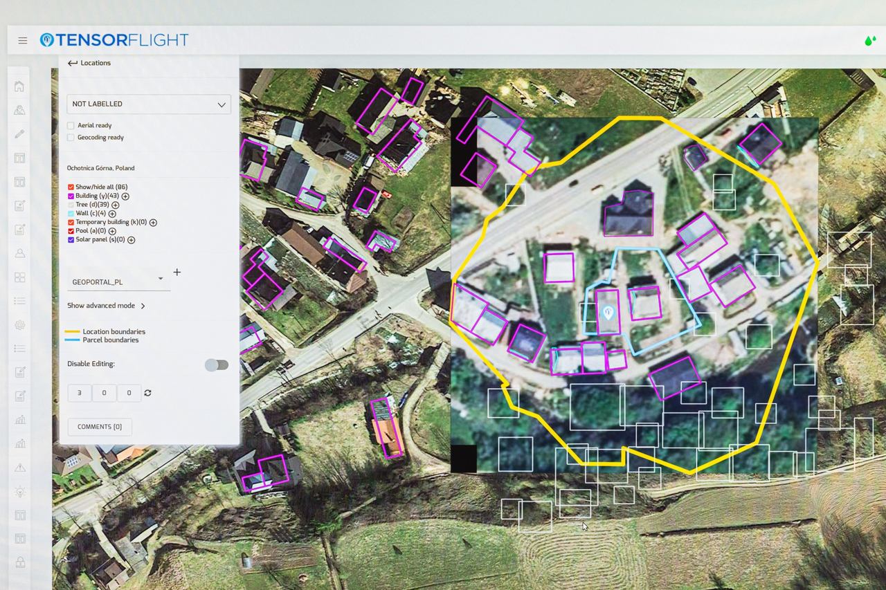 Widok z góry na zabudowania